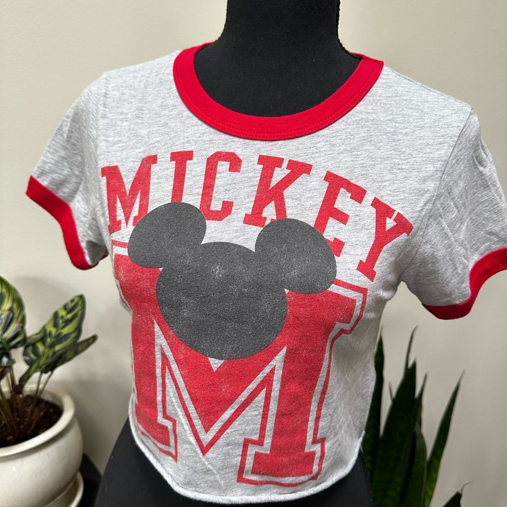 Mickey Red & Gray Crop Top